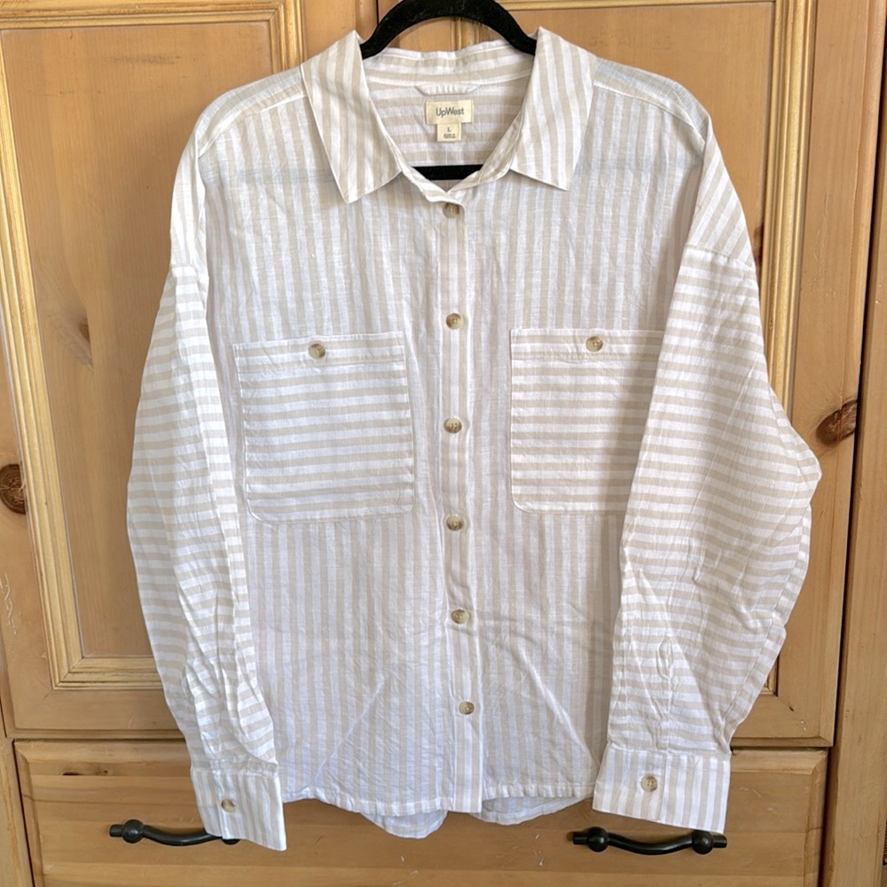 Up West. Brand new. Linen Cotton Button Shirt. Large.